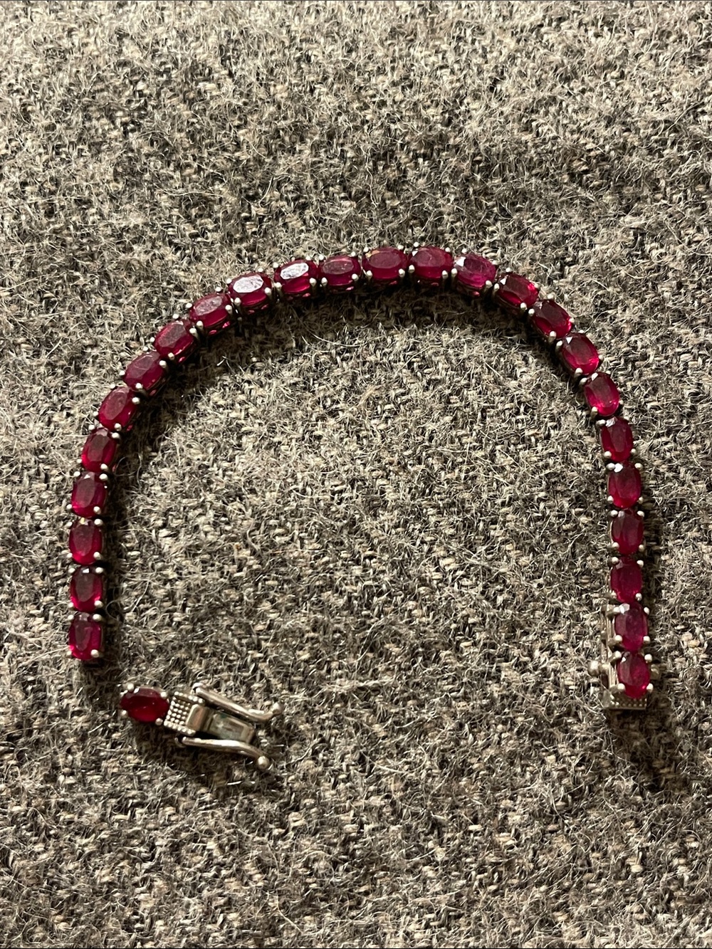 Ruby Red Tennis 925 Silver Bracelet - Women Jewelry